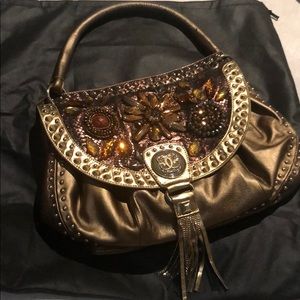 Original by Sharif Chocolate Gold Beaded Bag NWOT